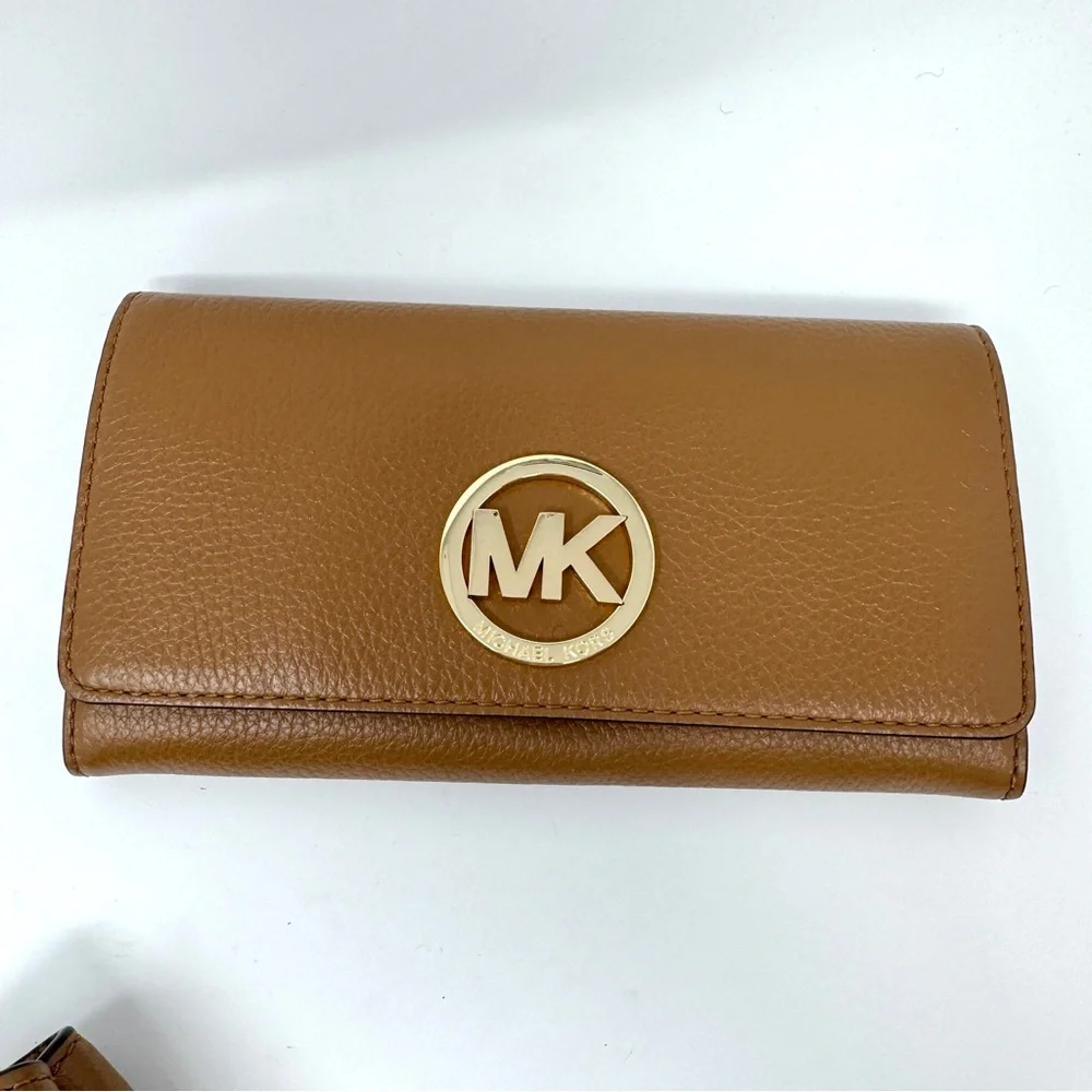 Michael Kors Jet Set Chain Medium Tote Purse Bag and Wallet in Acorn Brown